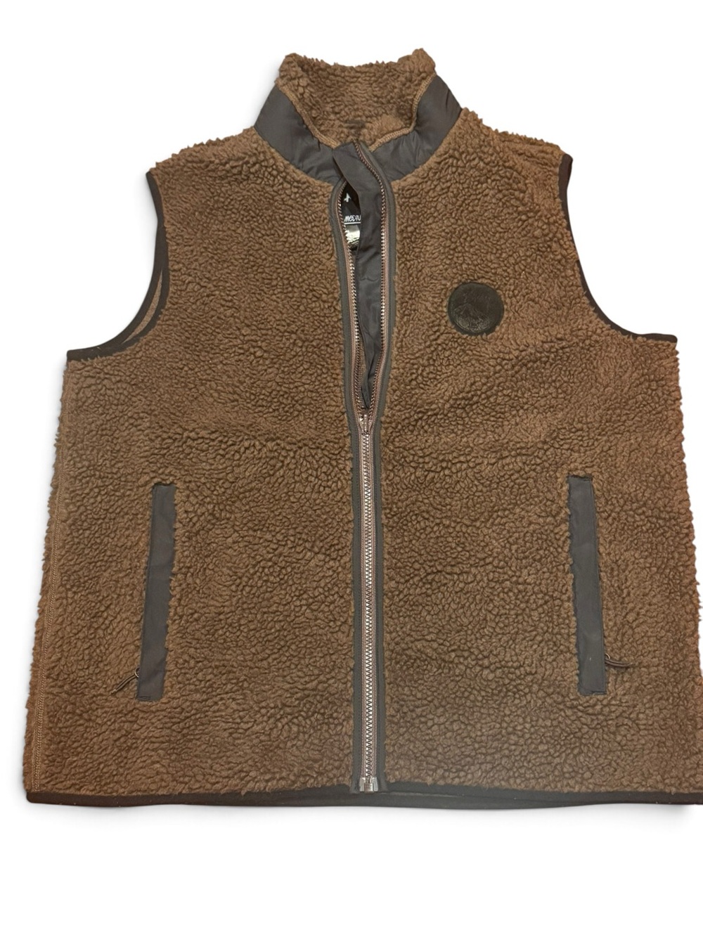 Stussy Brown Sherpa Fleece Zipper Vest -
